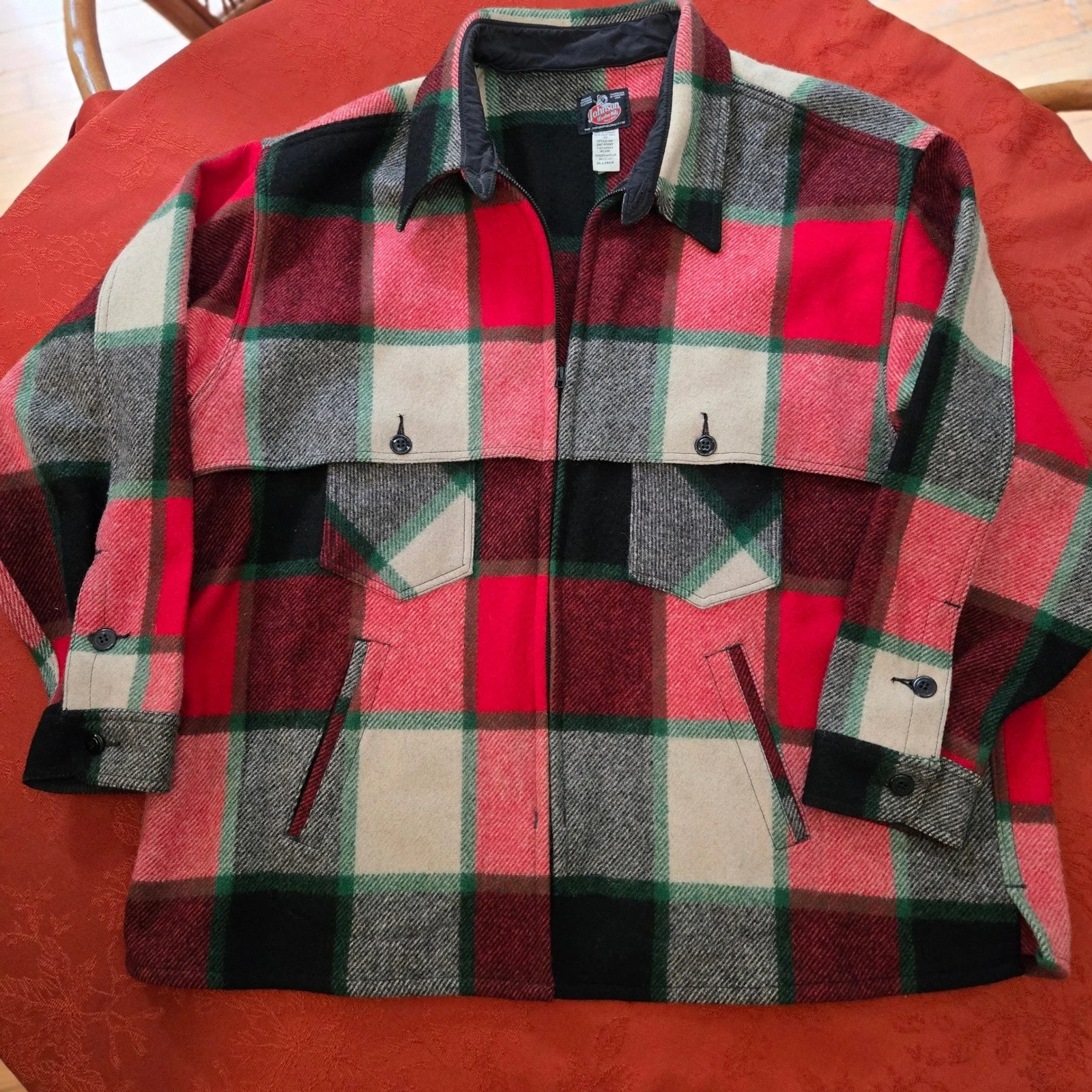 Johnson Woolen Mills Jac-Shirt Canadian Plaid Wool Jacket Mens 3XL Made in USA - product detail image 1