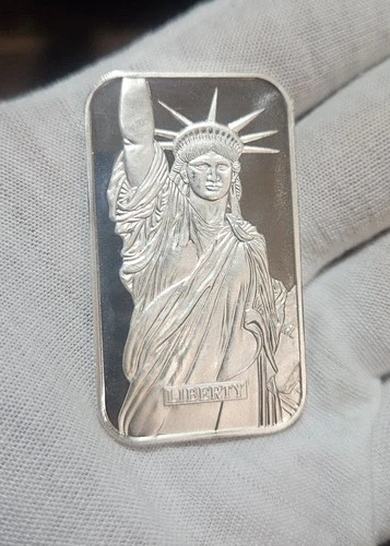 1986 Engelhard 1oz .999 Fine Silver Bar Liberty Trade Silver MTB Serial #012334