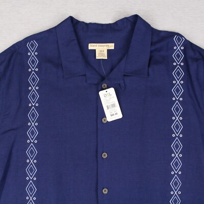2xlt dress shirts for men Island Passport Shirt Mens Size 2XLT Tall Blue Linen Rayon Blend Button Up  NEW