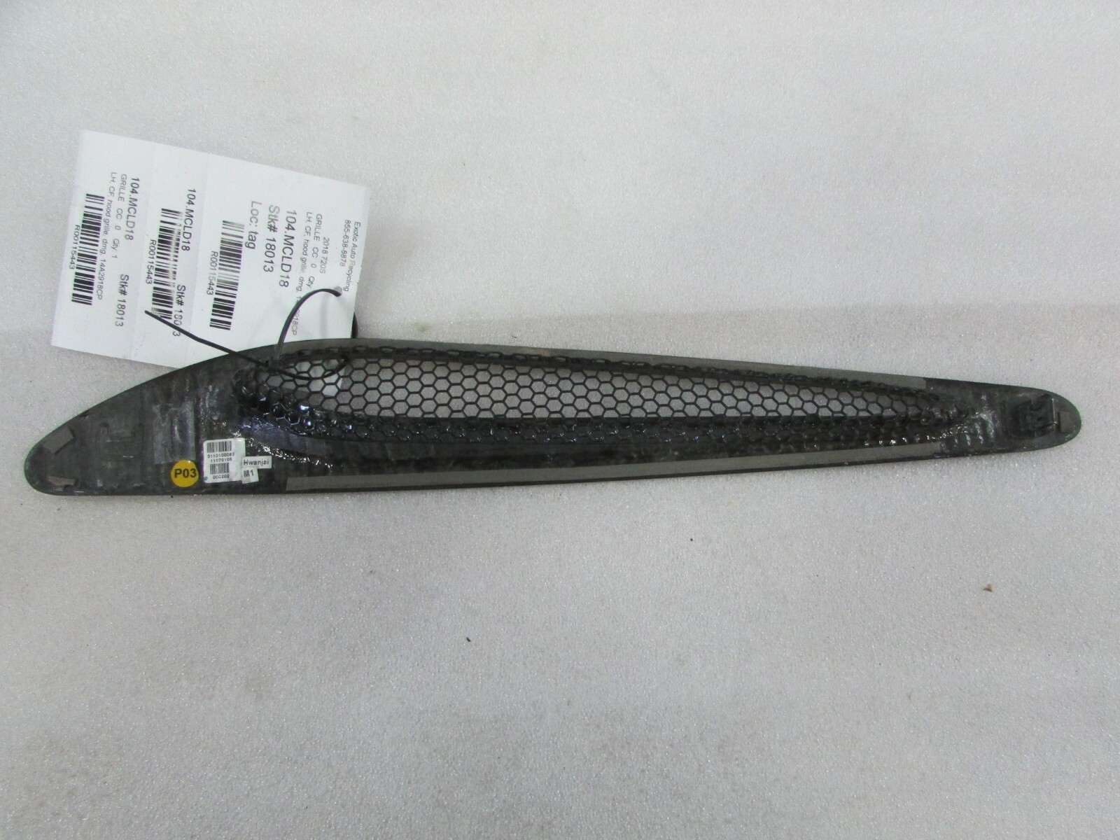 McLaren 720S, LH, Left Carbon Fiber Hood Grille, Used, P/N 14A2918CP