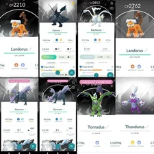 Shiny Tornadus Thundurus Landorus Kyurem Reshiram Black White Background -P T C