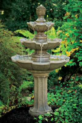 53" Three Tier Classical Fountain - Outdoor Concrete Garden Water
