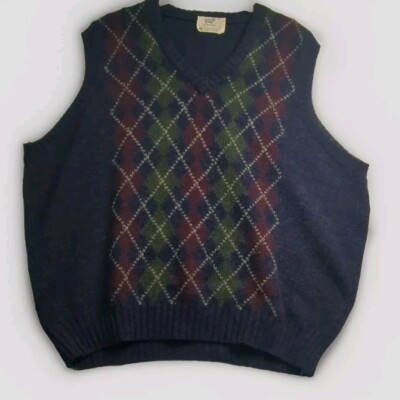 Vintage Ireland Lord Jeff Men's Argyle Sweater Vest Scotland