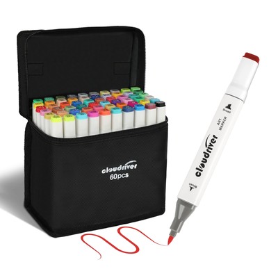 Markers for Adult Coloring Books Craft 60 Colors Art Markers Dual Brush Chisel