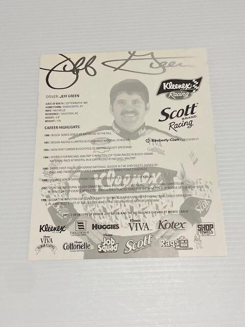 Postal/folleto vintage de Jeff Green Nascar 1999 Foto 2 de 2