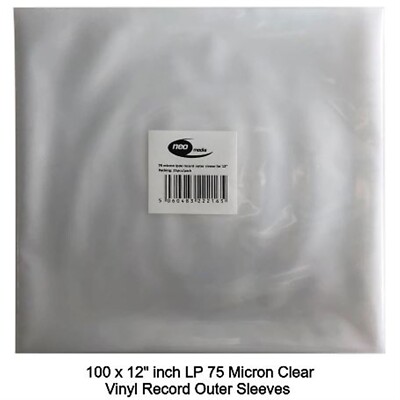 100 x 12'' LP Schallplatte 75 Mikron Vinyl LPDE äußer klar Hüllen starke Geldbörsen Neu 