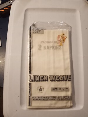 GW Napkins 2 Unopen 17''×17'' USA Du Pont Dacron White