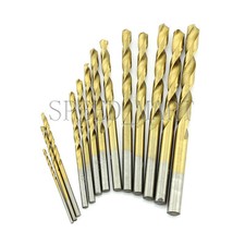 13pc 1.5-6.5mm HSS High Speed Steel Titanium Coated Twist Drill Bit  Round Shank
