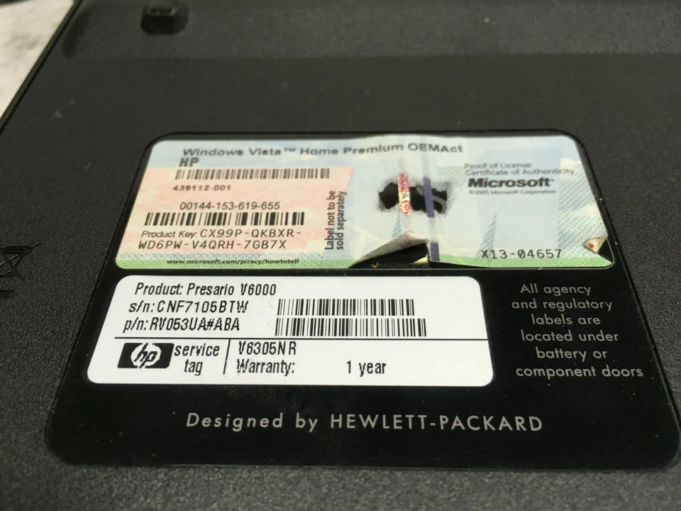 HP Pavilion V6305NR 15" [AS IS] AMD Turion 64 X2 TL-50 @ 1.6 GHz - JZ - Image 2 of 4