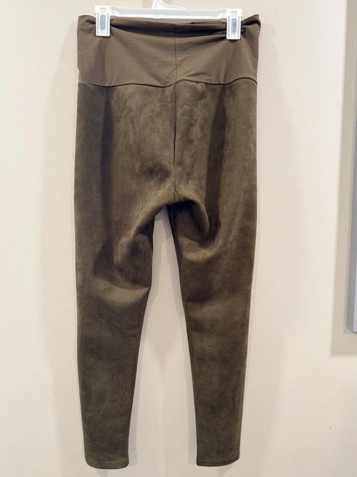 HATCH Maternity Faux Suede Leggings Moss Olive Green Sz Small - Image 4 of 4