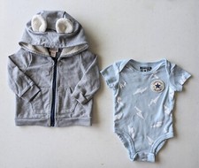 2 Pcs Boys Size: 6-9 Months Hoodie  3-6 Mo Converse All-Star One-Piece Bodysuit