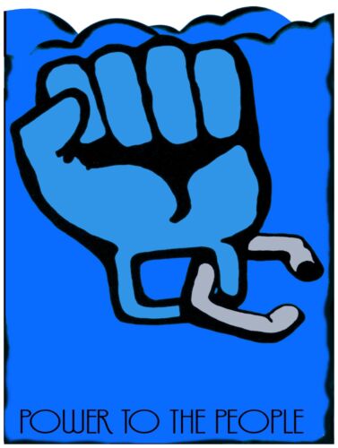 Wall Decor Poster.Fine Graphic Art Design.Power to the People.Blue.Room art.172 - Picture 1 of 1