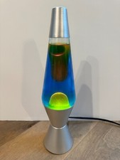 Motion and Glitter Lava Lamp - Model 2124 - 14.5" Tall - Silver / Yellow / Blue