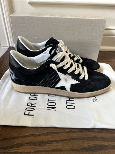 Golden Goose Men’s Ball Star White Black 10 Size 43 New. Suede Low Top - Picture 2 of 13