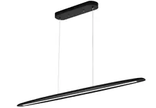 51" Wood Linear Pendant Light Dining Room Kitchen Pool Table LED Dimmable Black