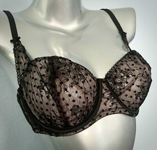 Victorias Secret Dream Angels Unlined Flocked Dot Balconet Bra 32D Black Nwt