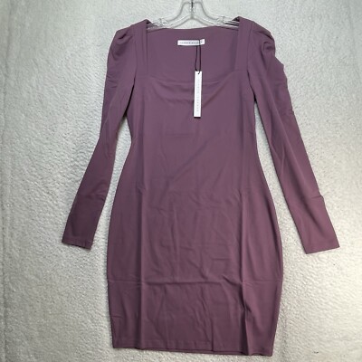 Susana Monaco Dress Womens Sz M Amethyst Knee Length Puff Sleeve NWT