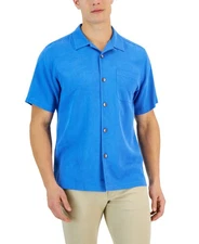 Tommy Bahama Al Fresco Tropics Silk Button Up Shirt Men's S Palace Blue Pocket