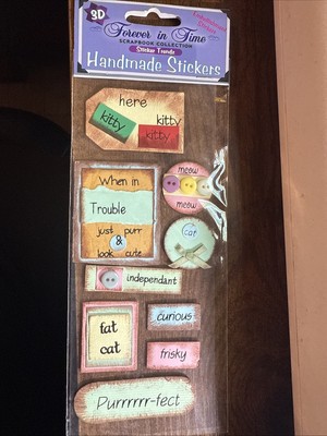 Kitty Cat 3D Forever in Time Handmade stickers