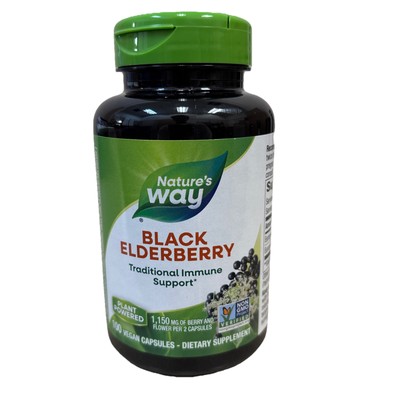 Nature's Way Black Elderberry Immune Support  - 100 VegCaps Exp 8/29