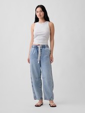 Gap Barrel Leg Pull-On Jeans Light Wash Supersoft Size Medium