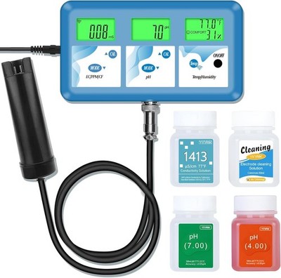 Hydroponic ppm pH Monitor, WiFi 6 in 1 pH EC Meter for Hydroponics Growing Syste