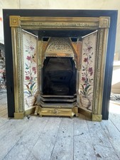 Victorian Style Brass Tiled Insert Fireplace Convector Box