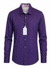 Robert Graham Men's Purple Classic Fit Stretch Dress Shirt | S