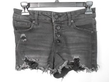 Kendall  Kylie Black Hipster Cut Off Distressed Frayed Denim Shorts Size-5/27