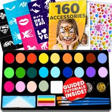 28 Color Face Painting Kit for Kids - Face Paint Kit Palette with 160pc acces...