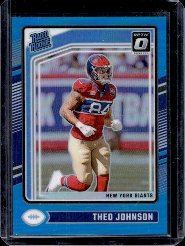 2024 Panini Donruss Optic Theo Johnson Aqua Rated Rookie #/299 Giants