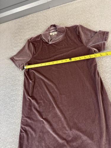 Madewell Dress Womens Medium Pink Velvet Mock Neck Short Sleeve Shift Stretch - Picture 3 of 7