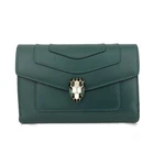 EGA BVLGARI Serpenti Leather Bifold Wallet Green/6CE0470