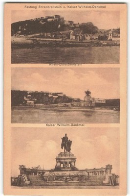 Kaiser Wilhelm Monument and the Ehrenbreitstein Fortress VTG Postcard VPC2.