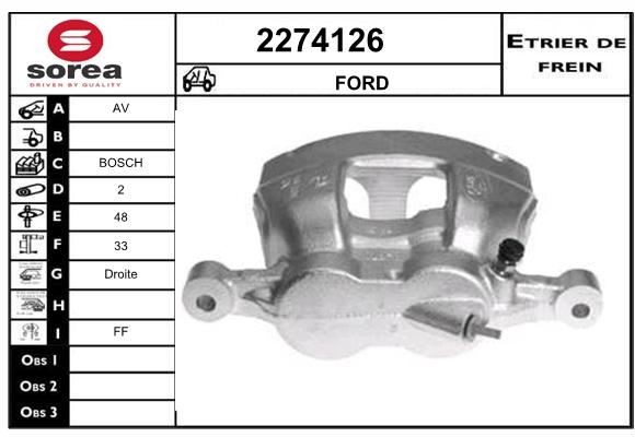 Étrier de frein arrière pour Ford Transit Custom V362 Autocar 2.2 TDCi diesel