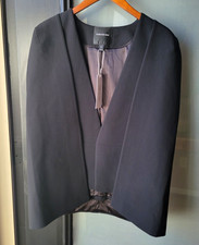 FOREVER NEW Black V-Neck Cape Blazer Jacket Women's Size 10 NWT Collarless