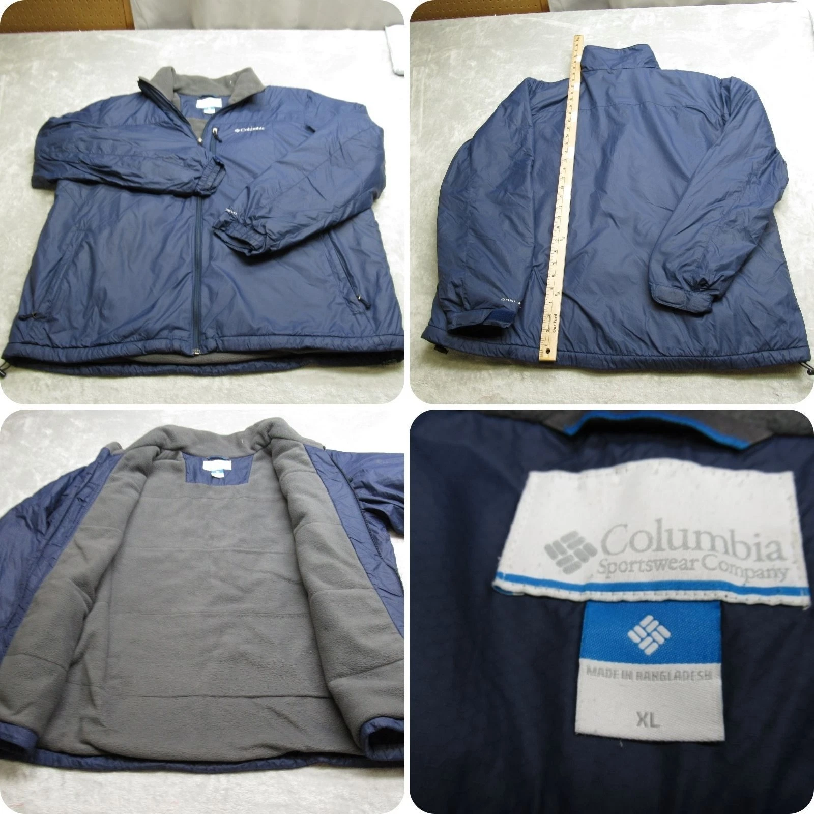 Columbia Jacket Mens XL Blue Fleece Lined Omni Shield Insulated Full Zip READ
