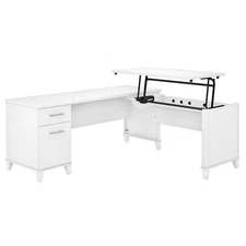 Somerset 72W Sit to Stand L Shaped Desk in White - Engineered Wood