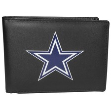 NFL Mens Dallas Cowboys Bi-fold Leather, Wallet Large Logo One Size Black