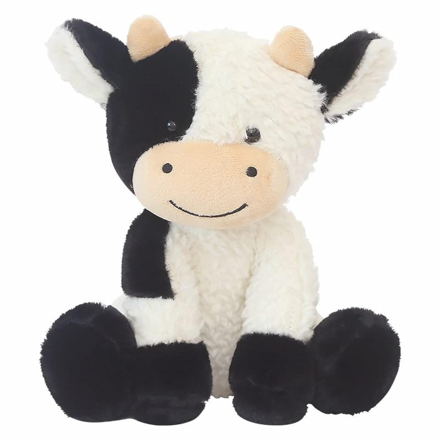 Peluche vache de 23 cm en coton blanc et noir pour enfant