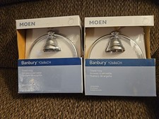  2 New MOEN Banbury Y2686CH Towel Ring in Chrome , Lot Of 2