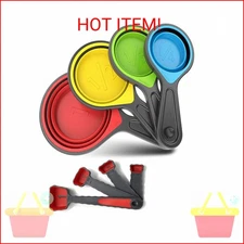 Collapsible Silicone Soft Measuring Cups and Measuring Spoons,8 pieces Portable 