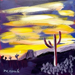 GERARD 12X12 IN-Abstract Expressionist Original Acrylic Painting Canvas Saguaro