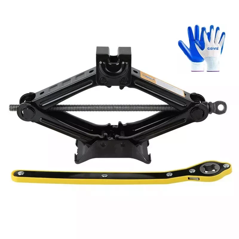 2.5 Ton Scissor Jack Garage Quick Handle Roll Up Tool Belt Wrench Truck Car