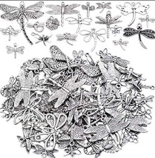 100g About 50-80pcs Antique Silver Dragonfly Charms Tibetan Insect Charms P...