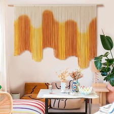 Macrame Wall Hanging Yellow Dip-Dyed Large For Living Room Boho Macrame Wall ...