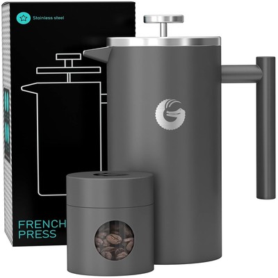 Kaffeebereiter, French Press, Cold Brew, Edelstahl, 1 Liter, Camping, Teekanne