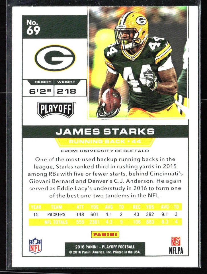 2016 Panini Playoff #69 James Starks - Image 2 of 2
