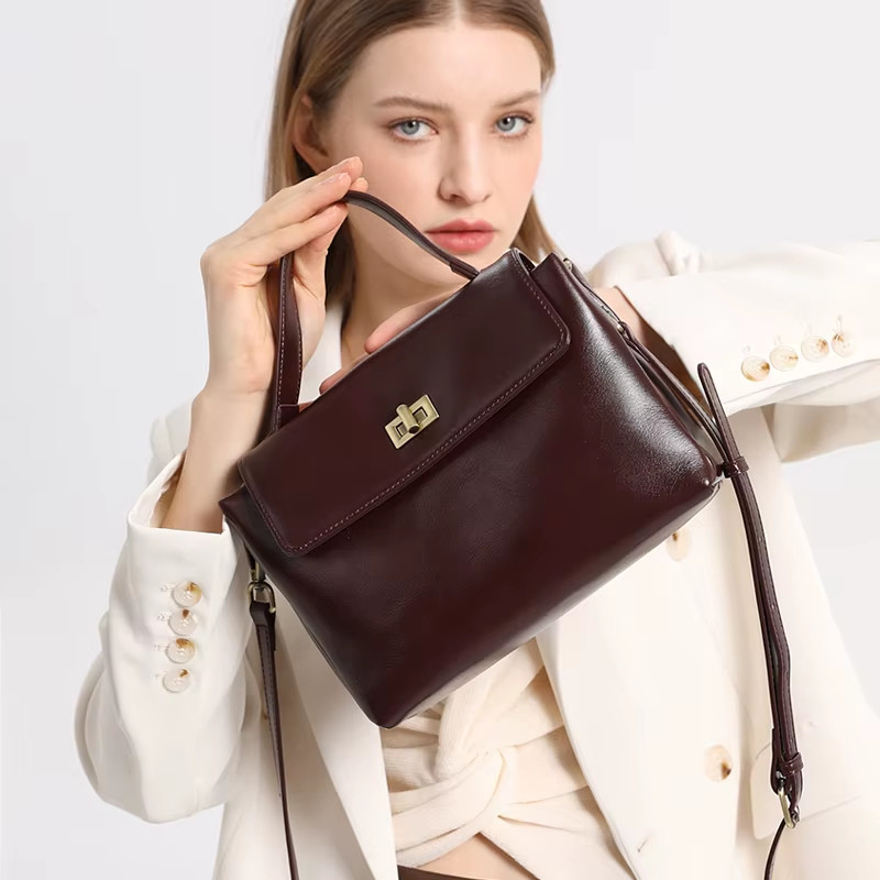 Women Cowhide Leather Tote Bag Lady Designer Luxury Soft Leather Handbag 2