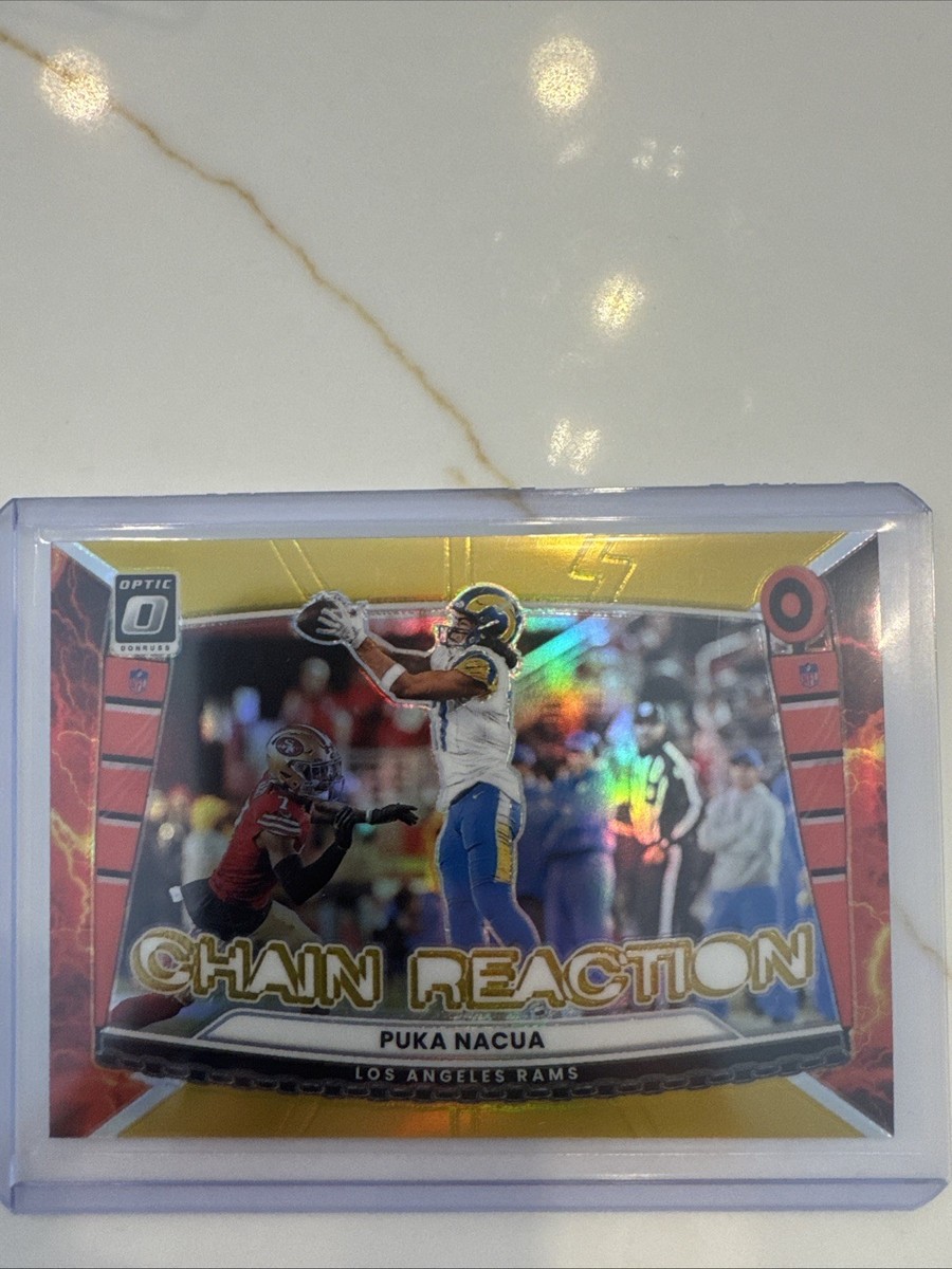Puka Nacua 2025 Donruss Optic Gold 06/10 Chain Reaction. Beautiful